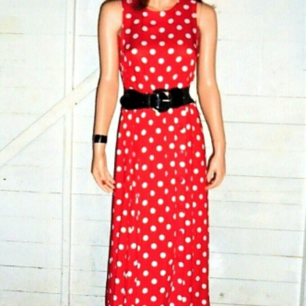 Vintage Jamie Brooke Red White Polka Dot Dress M